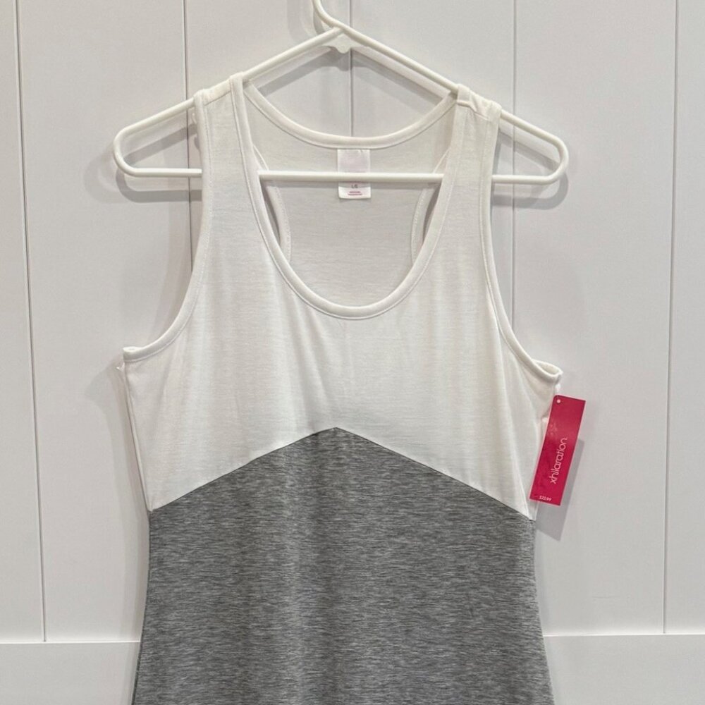 Colorblock Tank Dress White Gray Blue Sleeveless Casual Dress NWT